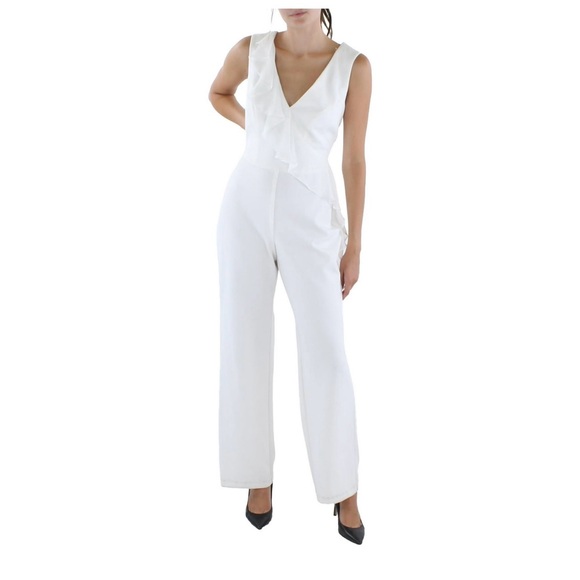 White Ruffled Jumpsuit - Picture 2 of 3